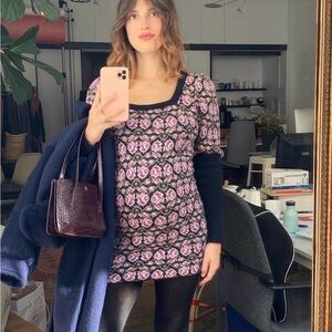 Rouje Valentine Sweater Dress intarsia floral knit pattern